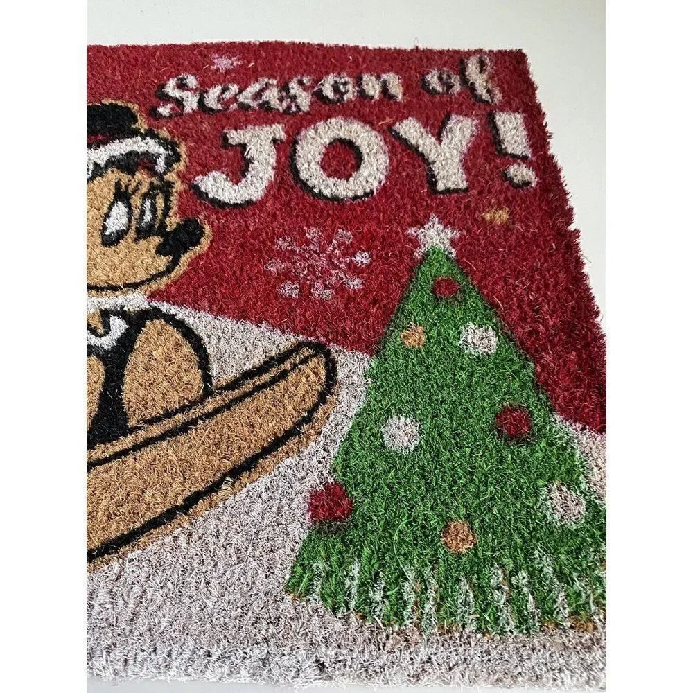 Disney Minnie Mouse And Berlioz On Sleigh Christmas‎ Season Coir Door Mat 18x28”